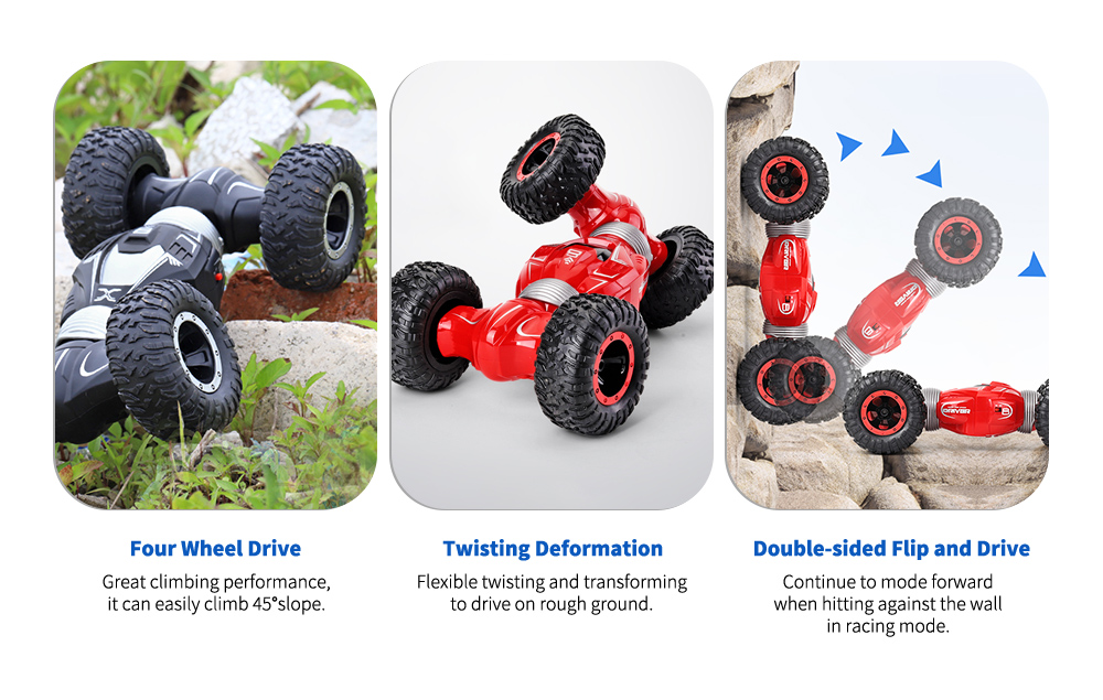 JJRC Q70 Twister Double-sided Flip Deformation Climbing Remote Control Car - Red Two batteries
